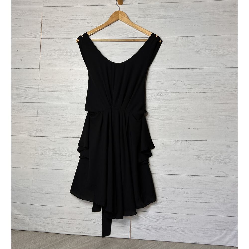 Angie Dress Womens Size Medium Black Sheer Strappy Winged Lined Contemporary